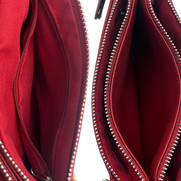 KENNETH COLE REACTION Pebbled Faux Leather Gold Chainlink Shoulder Bag (Red) - Picture 12 of 13